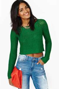 green sweater